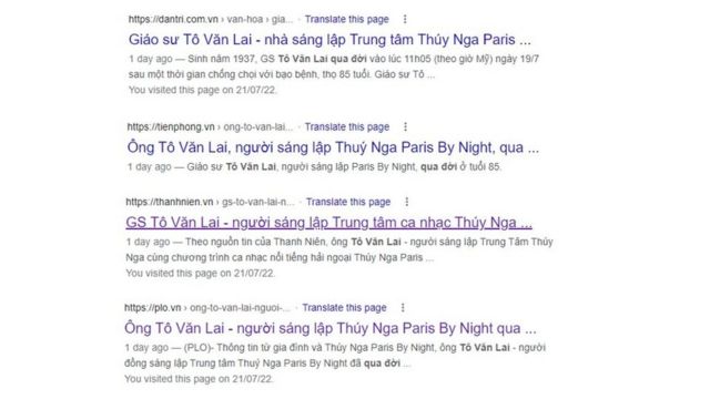 Hàng loạt tờ báo đưa tin ông Tô Văn Lai đã qua đời nhưng ngày 20/7 mới gỡ bỏ.