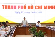 Thủ tướng Phạm Minh Chính chủ trì buổi làm việc với Thành phố Hồ Chí Minh, sáng 27/7. Ảnh: TTBC