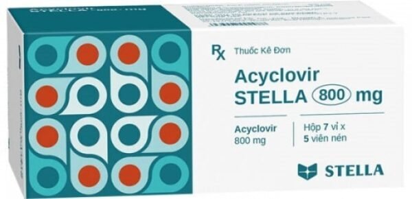 Acyclovir Stella 800 mg được sử dụng để điều trị nhiễm trùng do virus herpes simplex, bệnh zona và bệnh thủy đậu